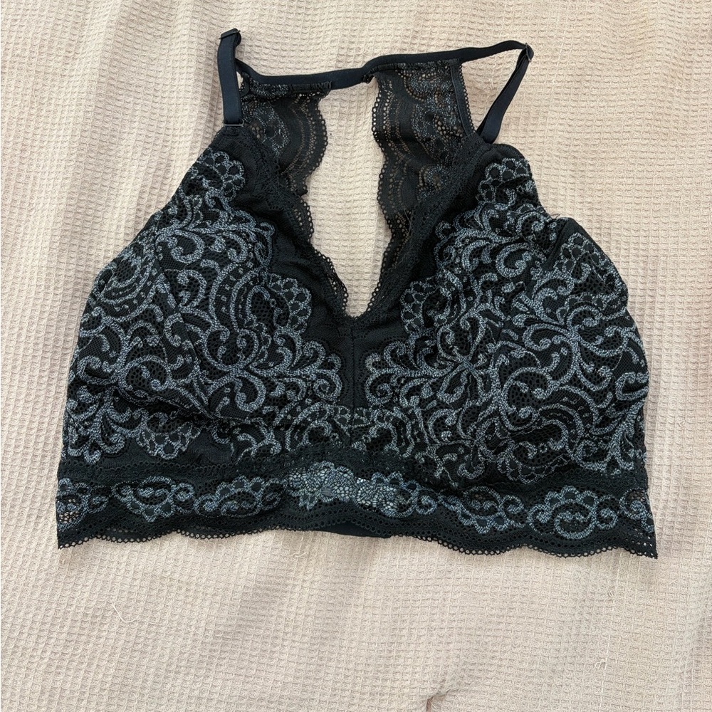 Soma Black and Gray Lace Bralette